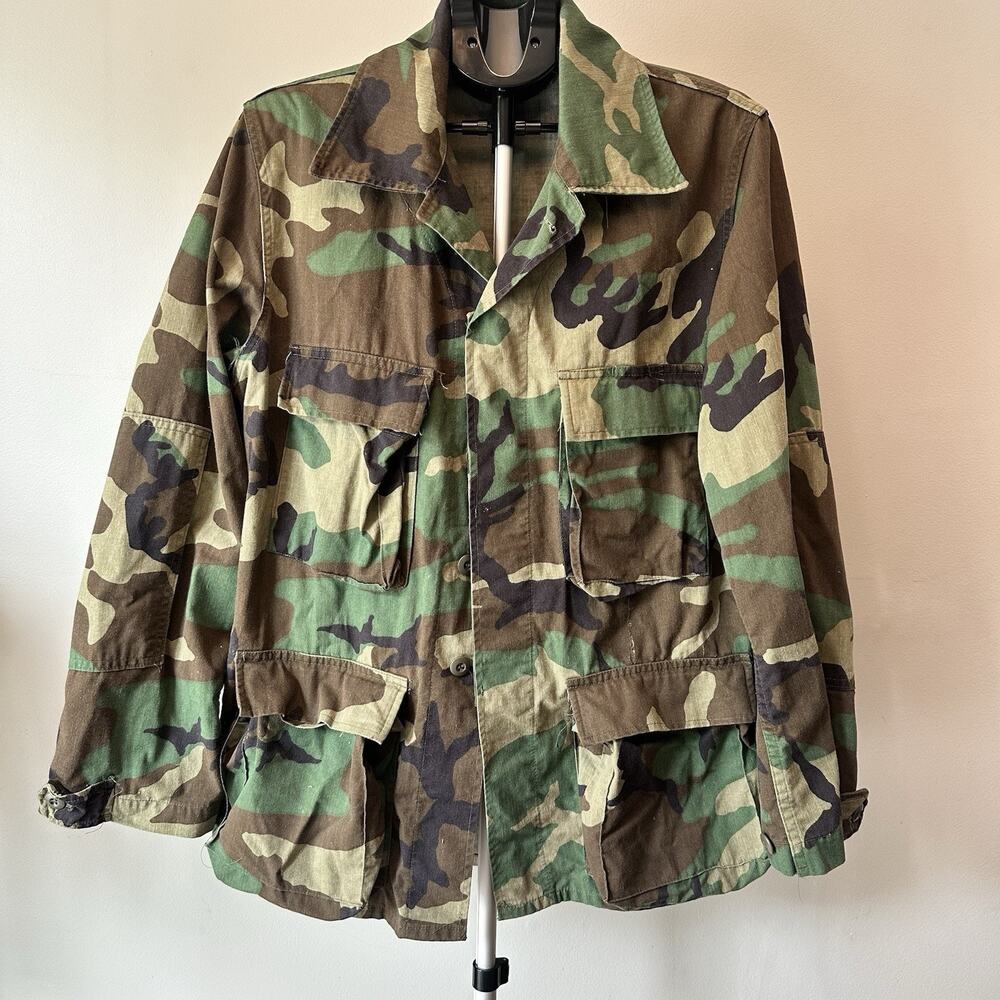 US Military BDU Field Jacket Men Medium Regular Woodland Camo Coat